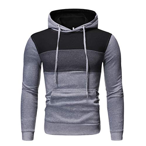 Sudaderas con Capucha para Hombre Contraste con Bolsillo Otoño Invierno Color sólido Deporte Outwear Hoodie Pullover Sweat Hood Sweatshirt