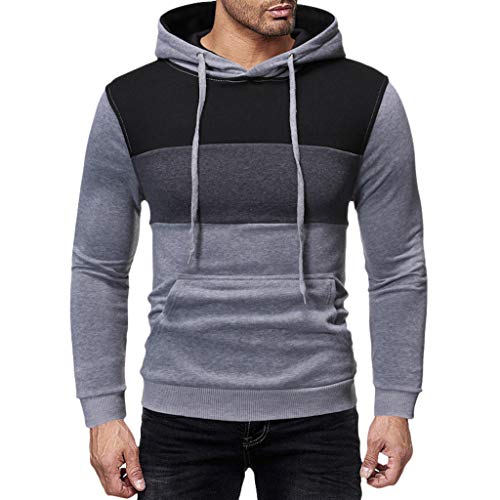 Sudaderas con Capucha para Hombre Contraste con Bolsillo Otoño Invierno Color sólido Deporte Outwear Hoodie Pullover Sweat Hood Sweatshirt