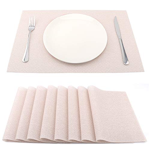 SueH Design Juego de Manteles Individuales de 8 Unidades en PVC 45 * 30 CM Rosa Claro