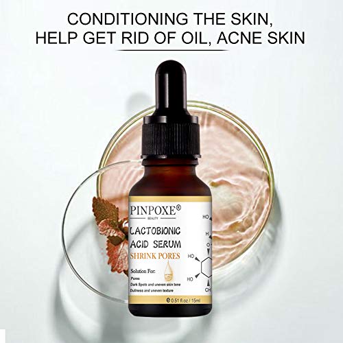 Suero de ácido lactobiónico, Suero Ácido Hialurónico Facial, Riduciendo las Arrugas y las Manchas de la Piel, Sérum Antiedad con Efecto Antiarrugas, Hidratante e Iluminador