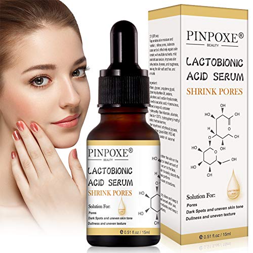 Suero de ácido lactobiónico, Suero Ácido Hialurónico Facial, Riduciendo las Arrugas y las Manchas de la Piel, Sérum Antiedad con Efecto Antiarrugas, Hidratante e Iluminador