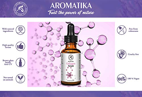 Suero de Colágeno para Cuidado del Rostro y del Cuerpo 30ml en Frasco de Vidrio con Colágeno Puro para Todo Tipo de Piel - Suero Antienvejecimiento - Suero Reforzante con Colágeno