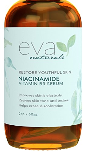 Suero de Vitamina B3 Niacinamida al 5% Eva Naturals (2 oz) - La Niacinamida Beneficia la Piel con su Increíble Propiedad Anti-Edad, Reduce Arrugas, Acné y Decoloración - con Ácido Hialurónico y Aloe