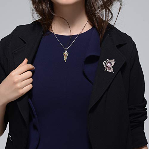 SUE'S SECRET Broches Mujer - Austríaco Cristal Swarovski - Broche de Mariposas Coloridas - Bisuteria Broche Alfileres - Regalo de Joyería Ideal para Madre/Amigo/Hija/Novia/Niña