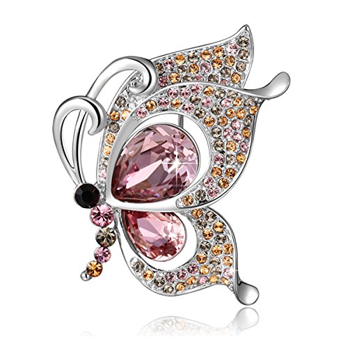 SUE'S SECRET Broches Mujer - Austríaco Cristal Swarovski - Broche de Mariposas Coloridas - Bisuteria Broche Alfileres - Regalo de Joyería Ideal para Madre/Amigo/Hija/Novia/Niña