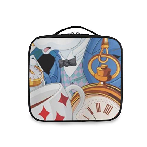 SUGARHE Alicia en el país Las Maravillas Conejo Movimiento Copas Corazones Flor Personaje Estilo Dibujos Animados,Neceser Maquillaje,Bolsa Cosméticos Organizador Brochas Maquillaje Estuches Portátil