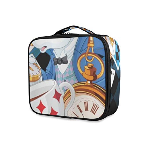 SUGARHE Alicia en el país Las Maravillas Conejo Movimiento Copas Corazones Flor Personaje Estilo Dibujos Animados,Neceser Maquillaje,Bolsa Cosméticos Organizador Brochas Maquillaje Estuches Portátil