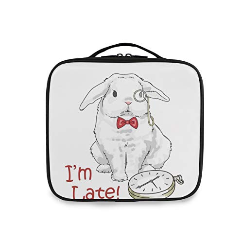 SUGARHE Divertido Conejo con Relojes Disney Cartoon Alice,Neceser Maquillaje,Bolsa Cosméticos Organizador Brochas Maquillaje Estuches Portátil
