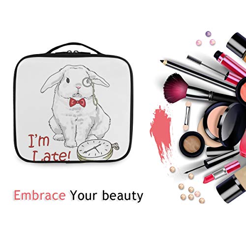 SUGARHE Divertido Conejo con Relojes Disney Cartoon Alice,Neceser Maquillaje,Bolsa Cosméticos Organizador Brochas Maquillaje Estuches Portátil