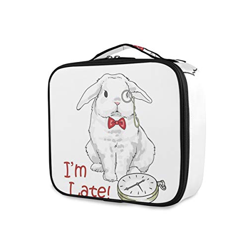 SUGARHE Divertido Conejo con Relojes Disney Cartoon Alice,Neceser Maquillaje,Bolsa Cosméticos Organizador Brochas Maquillaje Estuches Portátil