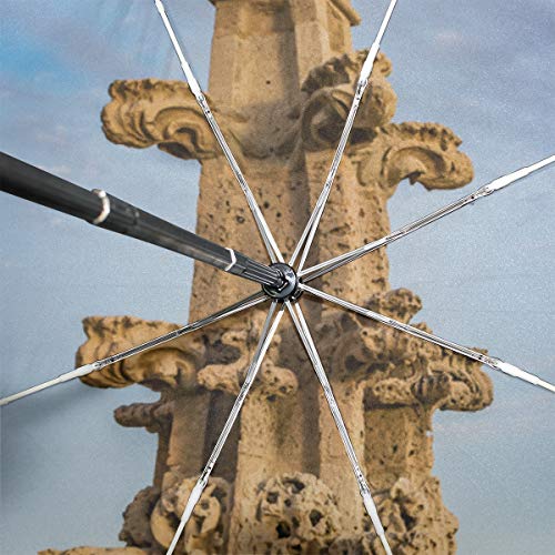 SUHETI Paraguas automático de Apertura/Cierre,Detalle Arquitectónico Chapitel Catedral Gótica Segovia,Paraguas pequeño Plegable a Prueba de Viento, Impermeable