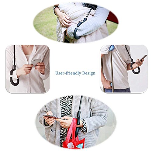 Sumeber Paraguas invertido de doble capa con mango en forma de C, paraguas plegable y resistente al viento, con bolsa de transporte