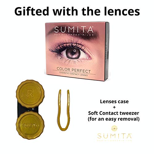 SUMITA Color Perfect (Gris esterlina), Lentes de contacto de color, mensuales, suaves, vida útil de 1 mes, proteja sus ojos de los rayos UV, sin receta, hecho en Corea, diseño italiano