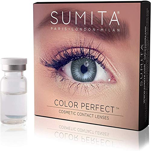 SUMITA Color Perfect (Gris esterlina), Lentes de contacto de color, mensuales, suaves, vida útil de 1 mes, proteja sus ojos de los rayos UV, sin receta, hecho en Corea, diseño italiano