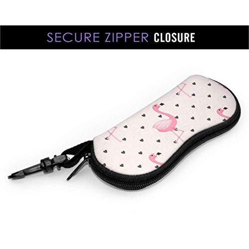 Summer Cute Pink Flamingo Animals Gafas de sol para hombre con estuche Funda de gafas de sol para niños Cremallera de neopreno portátil ligera Estuche blando Estuche de gafas con cremallera