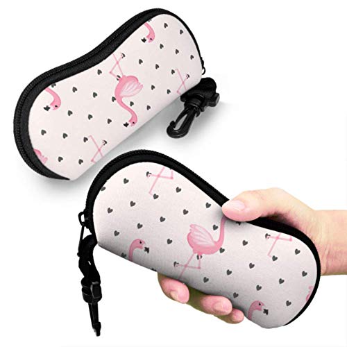 Summer Cute Pink Flamingo Animals Gafas de sol para hombre con estuche Funda de gafas de sol para niños Cremallera de neopreno portátil ligera Estuche blando Estuche de gafas con cremallera