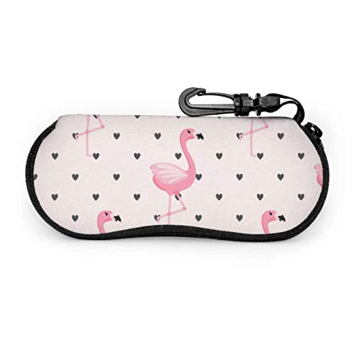Summer Cute Pink Flamingo Animals Gafas de sol para hombre con estuche Funda de gafas de sol para niños Cremallera de neopreno portátil ligera Estuche blando Estuche de gafas con cremallera