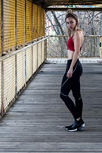 Sundriedel gimnasio del deporte para mujer Leggings Prima Sport tela del diseñador aptitud que se ejecuta Yoga Medias Training (Negro, XL)