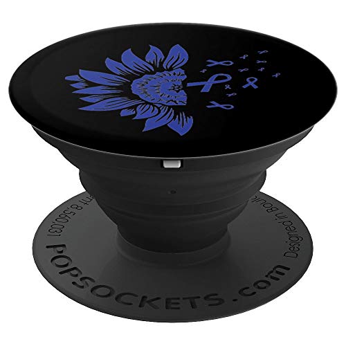 Sunflower Blue Ribbon Prostate Colon Cancer Awareness Gift PopSockets Agarre y Soporte para Teléfonos y Tabletas