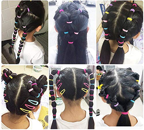 SUNFUA 200 Piezas Elástico Pelo Gomas Sin Metal Gomas de Pelo Niña (Multicolor)