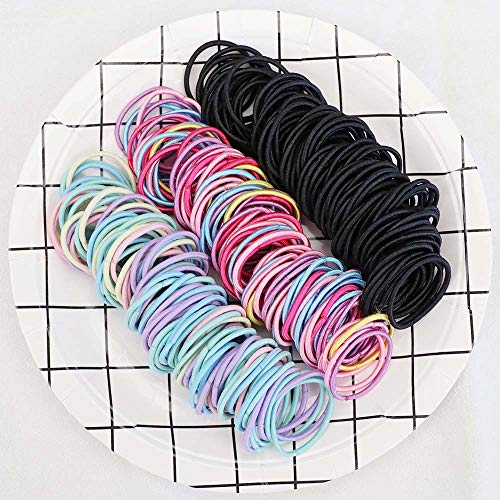 SUNFUA 200 Piezas Elástico Pelo Gomas Sin Metal Gomas de Pelo Niña (Multicolor)