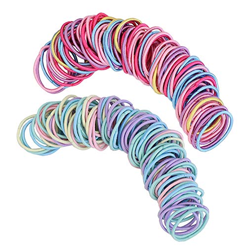 SUNFUA 200 Piezas Elástico Pelo Gomas Sin Metal Gomas de Pelo Niña (Multicolor)