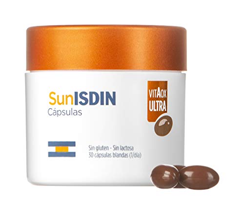 SunISDIN Cápsulas Orales, Vitamina D, Complemento Alimenticio que Contribuye a Preparar la Piel para la Exposición Solar, 30 Unidades
