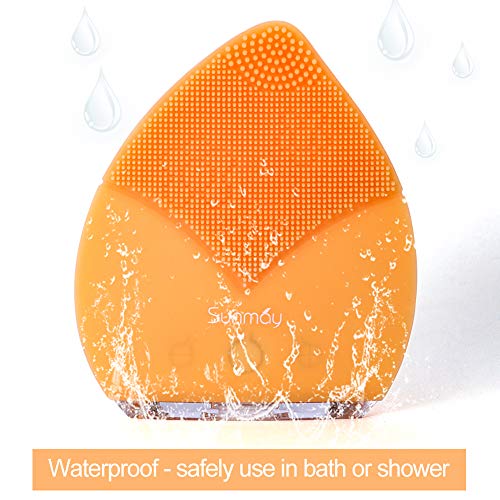 【Sunmay Leaf】SUNMAY Cepillo Limpiador Facial Sónico, Cepillo facial Recargable de Silicona con Función de Memoria Limpiador Facial para todos los tipos de piel(Versión mejorada) - Naranja