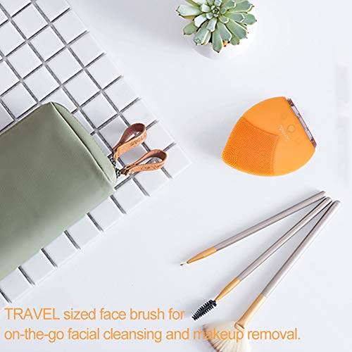 【Sunmay Leaf】SUNMAY Cepillo Limpiador Facial Sónico, Cepillo facial Recargable de Silicona con Función de Memoria Limpiador Facial para todos los tipos de piel(Versión mejorada) - Naranja