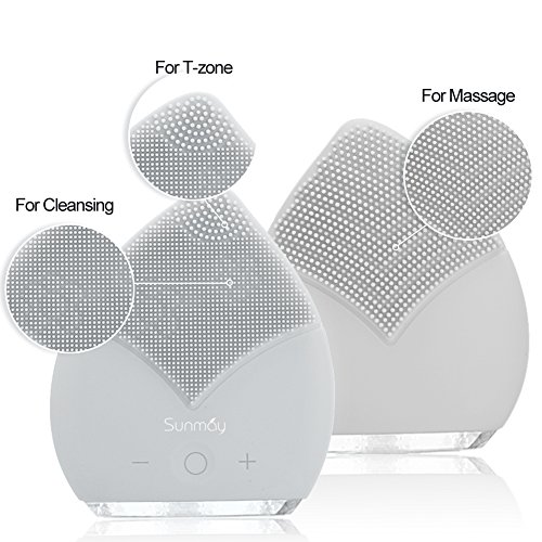 【Sunmay Leaf】SUNMAY Limpiador Facial Impermeable Eléctrico Masajeador con Silicona FDA Recargable Vibraciones Sónicas Dispositivo para Exfoliación la Cara