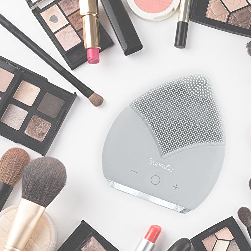 【Sunmay Leaf】SUNMAY Limpiador Facial Impermeable Eléctrico Masajeador con Silicona FDA Recargable Vibraciones Sónicas Dispositivo para Exfoliación la Cara
