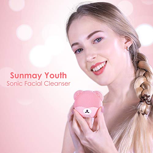 SUNMAY Youth Cepillo Limpiador Facial Sónico, Cepillo Facial Recargable de Silicona Limpiador Facial para todos los Tipos de Piel
