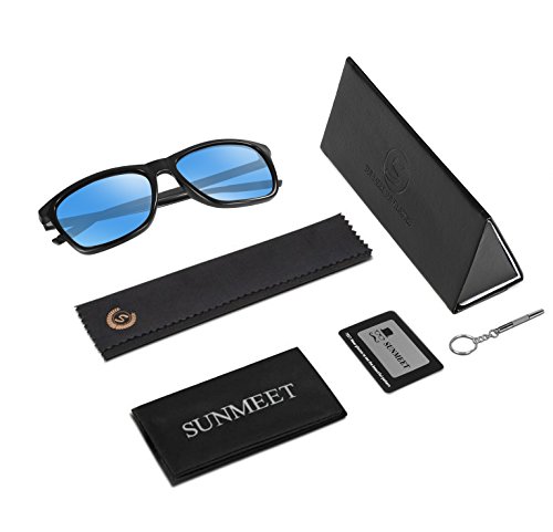 Sunmeet Gafas de sol Hombre Polarizadas Clásico Retro Gafas de sol para Hombre UV400 Protection S1001(Azul/Pistola)