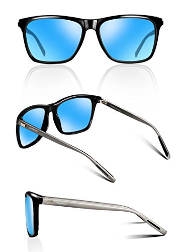Sunmeet Gafas de sol Hombre Polarizadas Clásico Retro Gafas de sol para Hombre UV400 Protection S1001(Azul/Pistola)