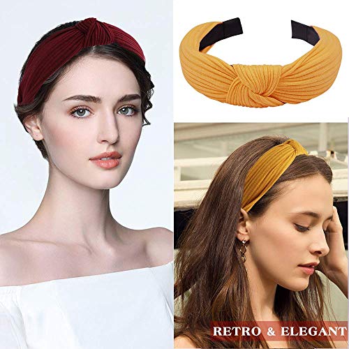 SUNPAT 10Pcs de Pelo Anchas Diadema de Nudo Bandas de Pelo Para la Cabeza Turbantes para Mujer Diadema Para Mujer Chica Niña Accesorio de Pelo 10 Colores Variados