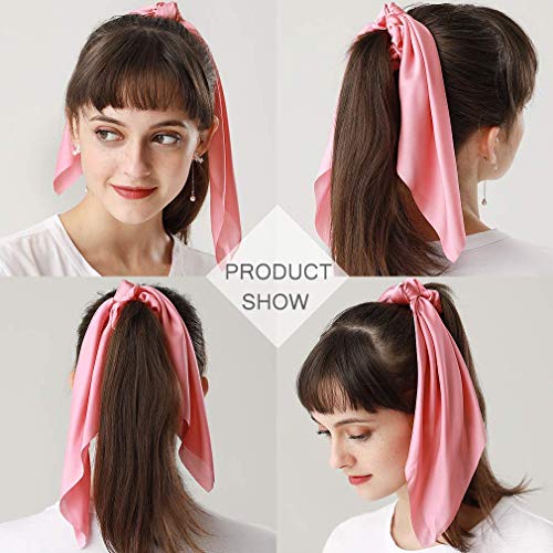 SUNPAT 8Pcs Pañuelos para el Pelo Gomas Para el Cabello Chiffon Floral Gomas Para el Cabello Bandas Para el Cabello Cola de Caballo Gomas Para el Pelo 2 en 1 Accesorios Para Mujeres Niñas