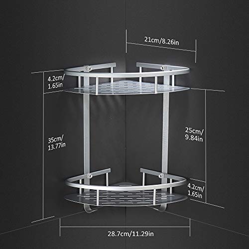 sunvito Estantes para Ducha, Entramado de baño, Estantes de baño de Aluminio Espacial Perforado, con Gancho para Colgar, para Champú y Gel De Ducha (Organizador de Ducha 2 Niveles)