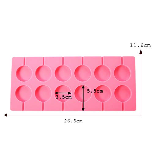 Supercat Molde de Paleta de Silicona Bandejas Redondas Jalea de Caramelo Cubo de Hielo Galletas de Chocolate Molde para Hornear de Paleta + 100 palitos de rosalor Rosa (Pink)