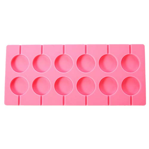 Supercat Molde de Paleta de Silicona Bandejas Redondas Jalea de Caramelo Cubo de Hielo Galletas de Chocolate Molde para Hornear de Paleta + 100 palitos de rosalor Rosa (Pink)