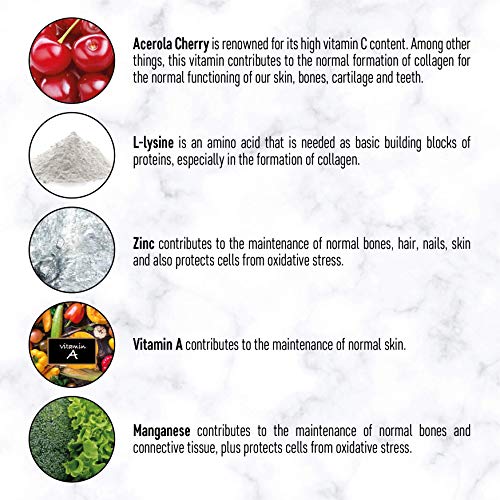 Suplemento De Colágeno Vegano Con Biotina, Liosina, Sílice De Bambú, Zinc, Vitamina C, E, Y A Para Piel, Pelo, Uñas, Articulaciones Y Huesos | Suministro De 2 Meses | Vegano Y Vegetariano | Natural