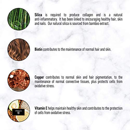 Suplemento De Colágeno Vegano Con Biotina, Liosina, Sílice De Bambú, Zinc, Vitamina C, E, Y A Para Piel, Pelo, Uñas, Articulaciones Y Huesos | Suministro De 2 Meses | Vegano Y Vegetariano | Natural