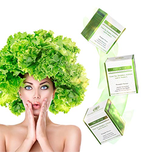 Suplemento de desintoxicación líquida: ayuda renal y limpieza de colon, desintoxicación del hígado, alivio del estreñimiento, bebida vegana de superalimento con té verde, alcachofa, diente de león