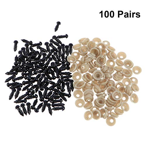 Supvox 100pcs ojos de seguridad con arandelas 5 mm para hacer muñecas juguetes blandos oso muñeca muñecos de peluche marionetas