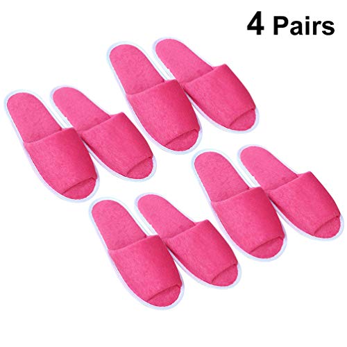 SUPVOX 4 Pares de toboganes Desechables Zapatillas Femeninas Suaves portátiles Plegables para el baño de Viaje del Hotel (Rosado)