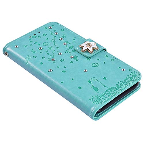 Surakey - Funda para Xiaomi Redmi 8A, de piel sintética, con tapa, libro, con purpurina, con purpurina, cierre magnético, color verde