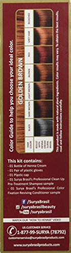 Surya Brasil - Colorante del pelo de la crema de la alheña con marrón de oro de los extractos orgánicos - 2,37 oz.