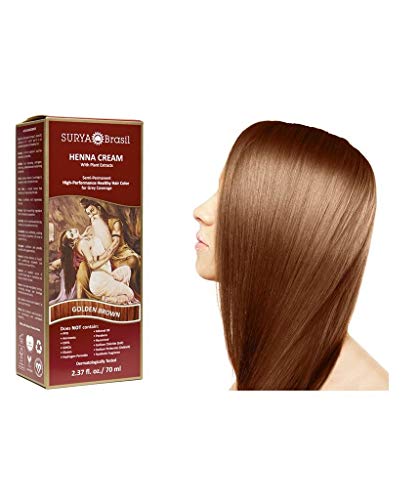 Surya Brasil - Colorante del pelo de la crema de la alheña con marrón de oro de los extractos orgánicos - 2,37 oz.