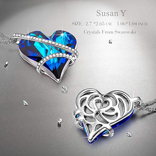 Susan Y Regalos día de la Madre Collar Mujer Dulce corazón Collar Mujer corazón con Cristales de Swarovski Joyas para niñas Madre Aniversario Ella día de San valentín