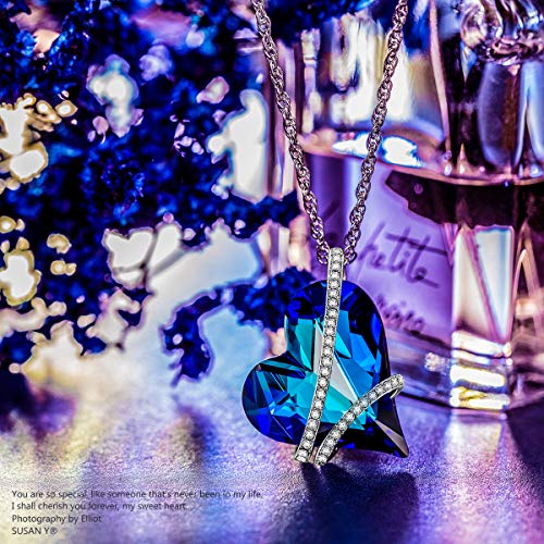 Susan Y Regalos día de la Madre Collar Mujer Dulce corazón Collar Mujer corazón con Cristales de Swarovski Joyas para niñas Madre Aniversario Ella día de San valentín