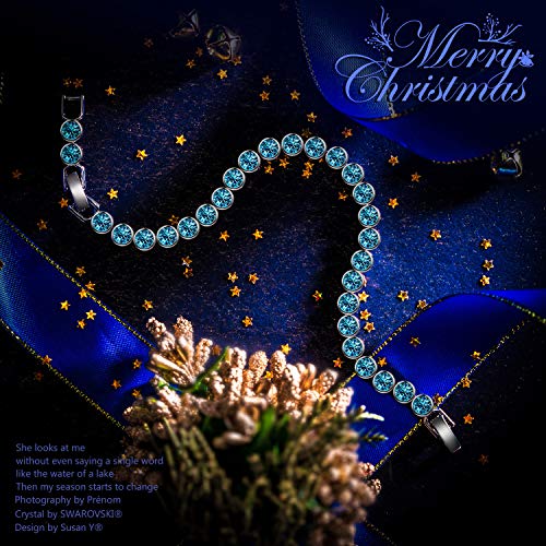 Susan Y Regalos para Mujer San Valentín Sueño Marino Mujer Pulsera de Tenis Hechos con Cristales de Swarovski Azul Joyas Navidad Cumpleaños Aniversario Madre Esposa Hija Niña Ella